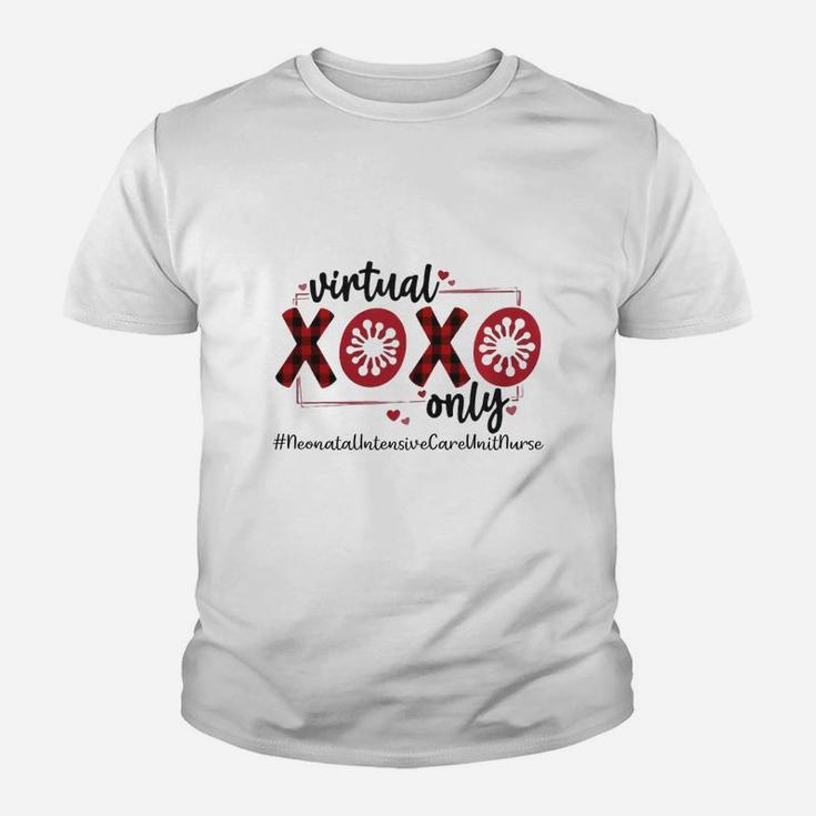 Vitual Xoxo Only Neonatal Intensive Care Unit Nurse Red Buffalo Plaid Nursing Job Title Kid T-Shirt