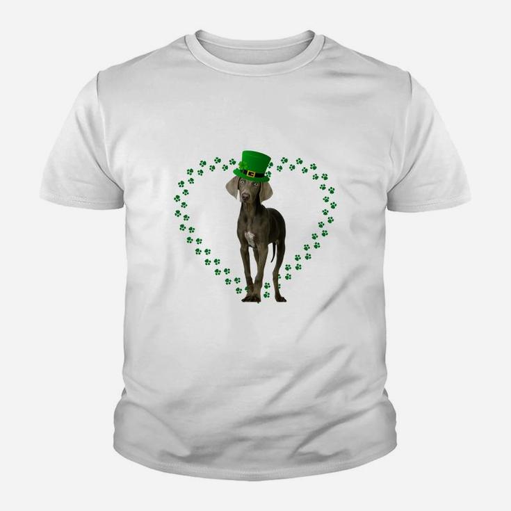 Weimaraner Heart Paw Leprechaun Hat Irish St Patricks Day Gift For Dog Lovers Kid T-Shirt