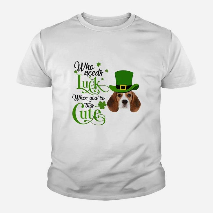 Who Needs Luck When You Are This Cute Funny Beagle St Patricks Day Dog Lovers Gift Kid T-Shirt