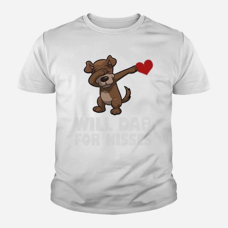 Will Dab For Kisses Valentines Day Dabbing Dog Kid T-Shirt