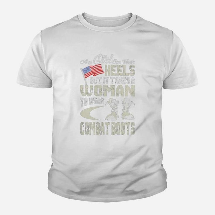 Woman To Wear Combat Boots Army Military T Shirt Kid T-Shirt