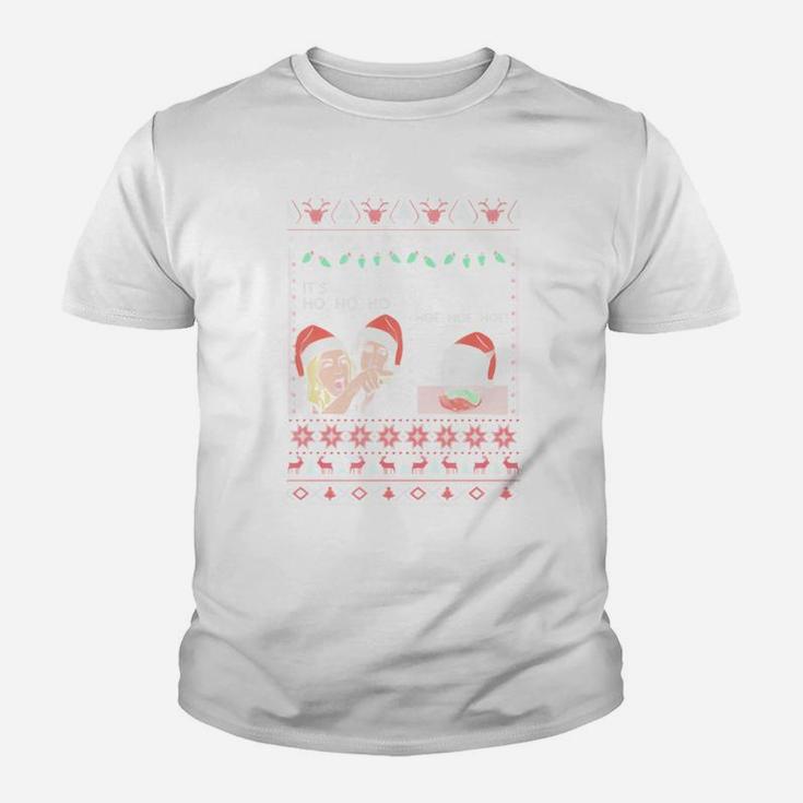 Woman Yelling At A Cat Meme It’s Ho Ho Ho Ugly Christmas Shirt Kid T-Shirt