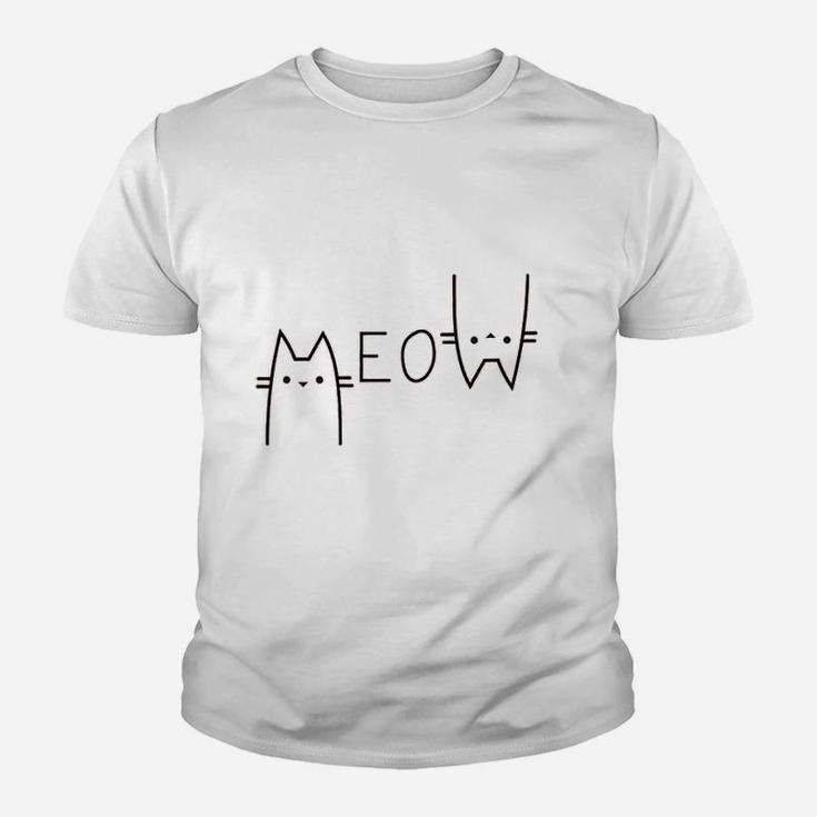Women Cute Cat Funny Meow Graphic Casual Cat Lover Kid T-Shirt