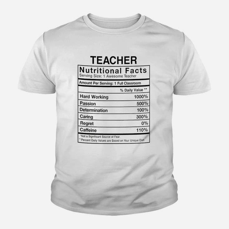 Worlds Awesome Teachers Ever Teacher Nutritional Facts Kid T-Shirt