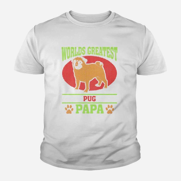 Worlds Greatest Pug Papa, best christmas gifts for dad Kid T-Shirt