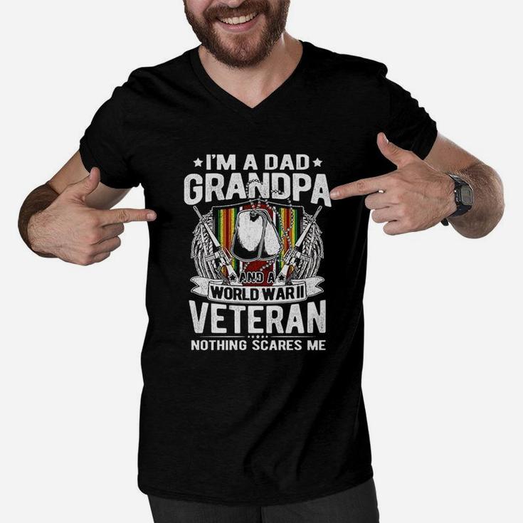 A Dad Grandpa Ww2 Veteran Nothing Scares Me Grandfather Gift Men V-Neck Tshirt