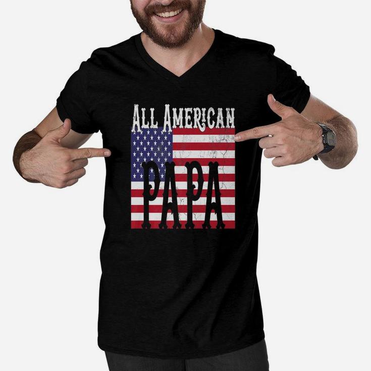 All America Papa Veteran, dad birthday gifts Men V-Neck Tshirt