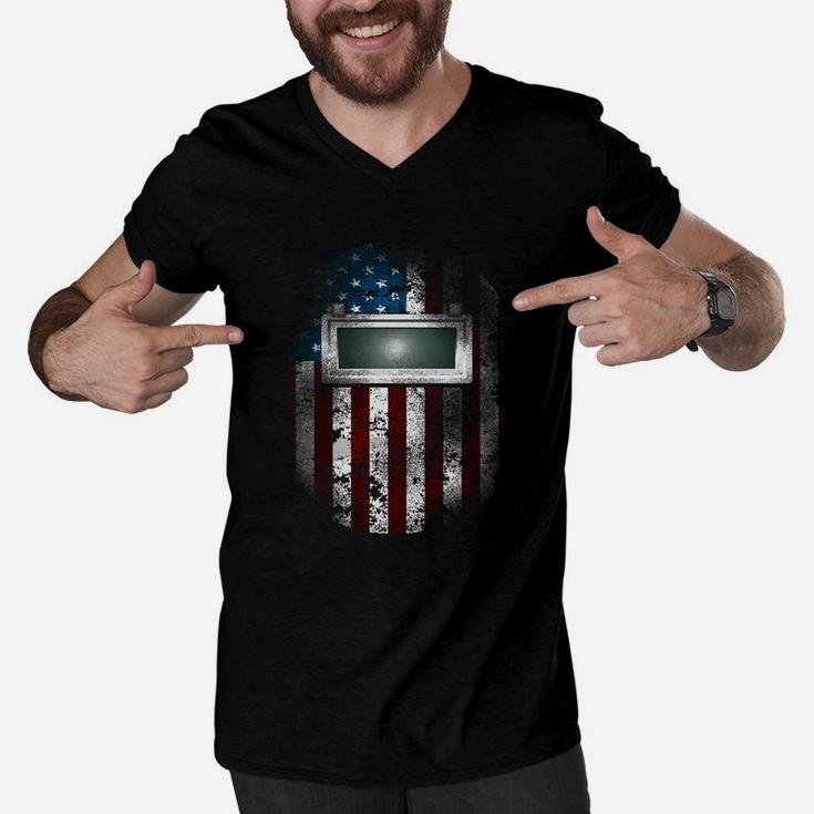 American Welding Hood Shirt Welder Dads Gifts Men V-Neck Tshirt