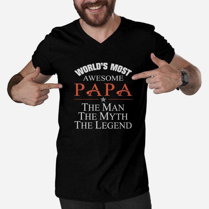 Awesome Papa The Man The Myth, best christmas gifts for dad Men V-Neck Tshirt