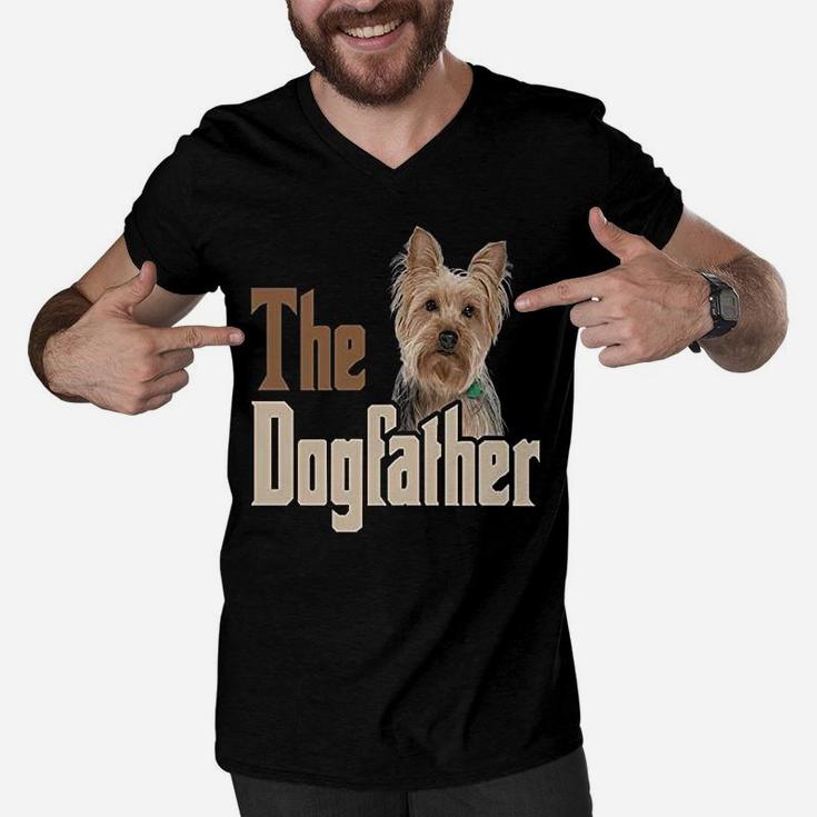 Bageyou The Dogfather Yorkie Apron Dog Dad Kitchen Baking Chef Apron Men V-Neck Tshirt