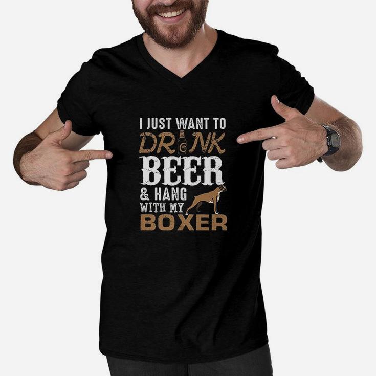 Boxer Dad Funny Fathers Day Dog Lover Men V-Neck Tshirt