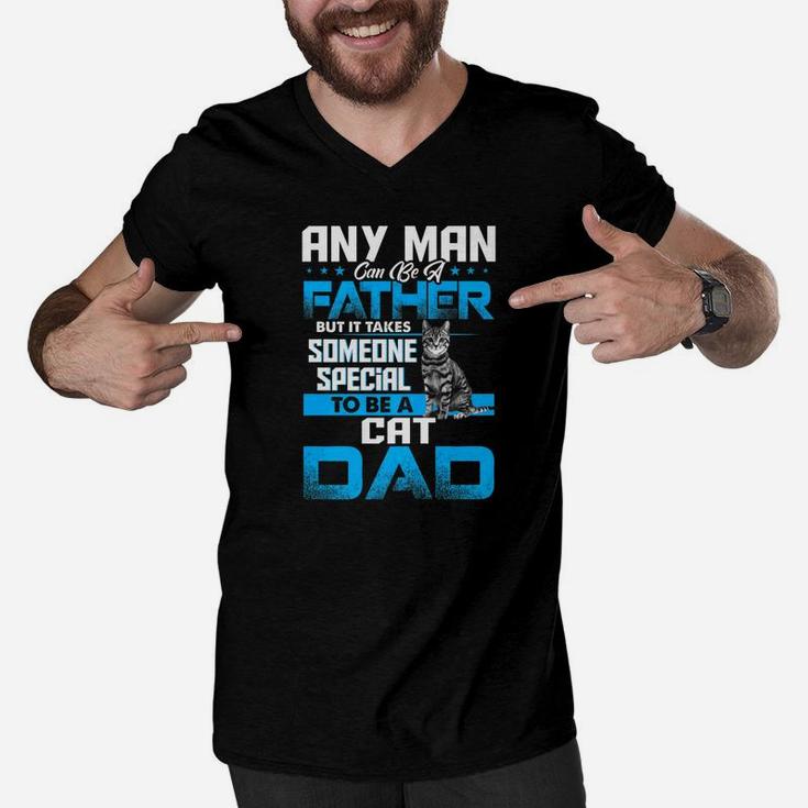 Cat Dad Animal Lovers Fathers Day Gif Men V-Neck Tshirt