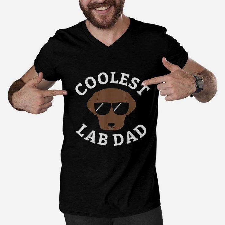 Coolest Chocolate Lab Dad For Labrador Retriever Dads Men V-Neck Tshirt