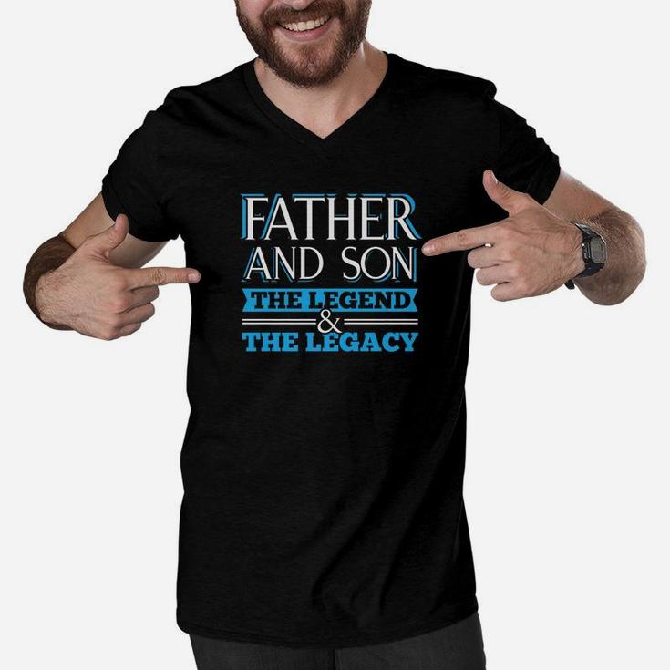 Dad Life Shirts Father And Son S Daddy Papa Pops Men Gift Men V-Neck Tshirt