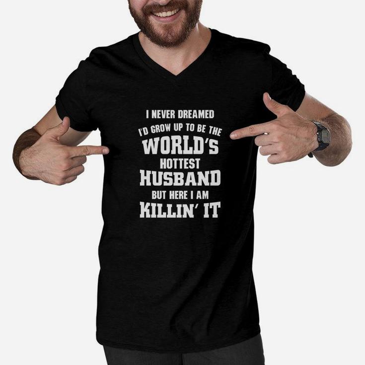 Dad Life Shirts Worlds Hottest Husband S Father Men Gift Men V-Neck Tshirt