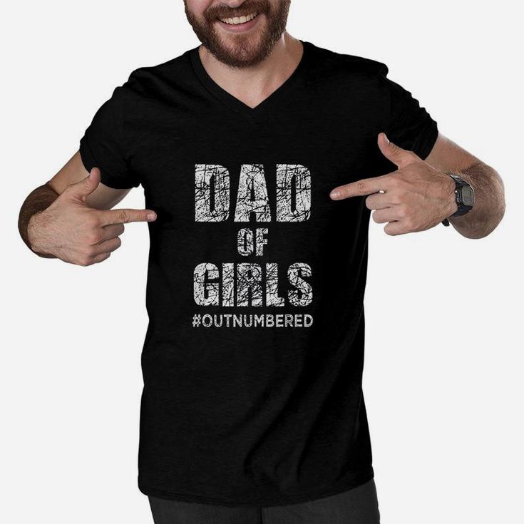 Dad Of Girls Outnumbered Fathers Day Gift From Daughters Men V-Neck Tshirt