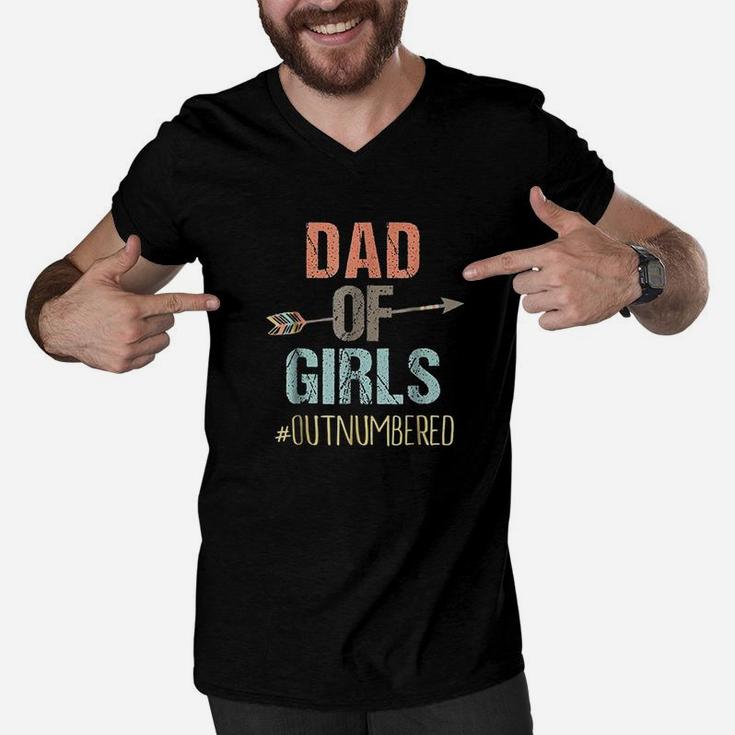 Dad Of Girls Outnumbered Fathers Day Men V-Neck Tshirt