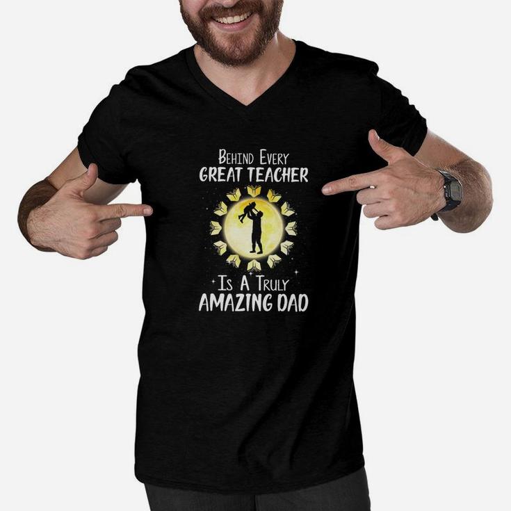 Dad Teacher Shirt Teacher Dad Shirt Fathers Day Gift Premium Men V-Neck Tshirt
