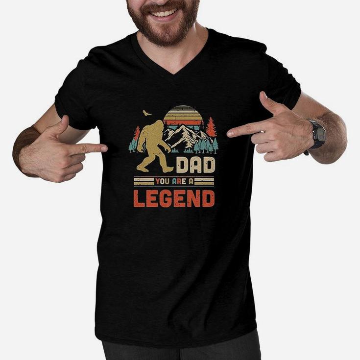 Dad You Are A Legend Walking Forest Bigfoot Men V-Neck Tshirt