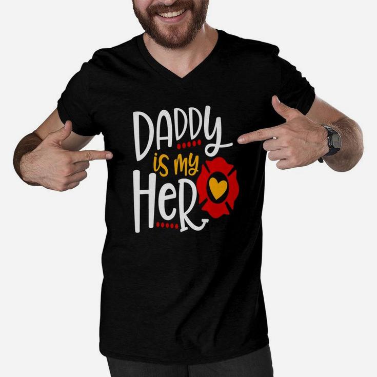 Daddy Is My Hero Firefighter, dad birthday gifts Men V-Neck Tshirt