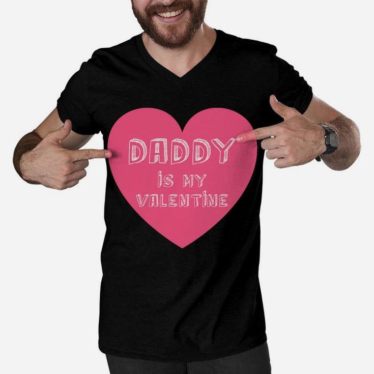 Daddy Is My Valentine Valentines Day Gifts For Kids Men V-Neck Tshirt