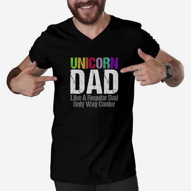 Daddy Life Shirts Unicorn Dad Rainbow S Men Holiday Gifts Men V-Neck Tshirt