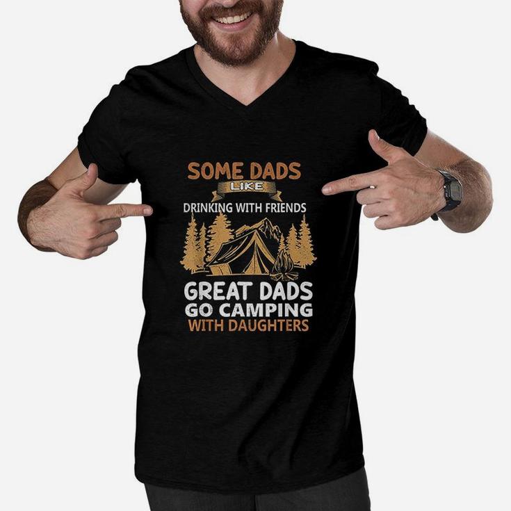 Dads Like Drinking Great Dads Go Camping With Daughters Men V-Neck Tshirt