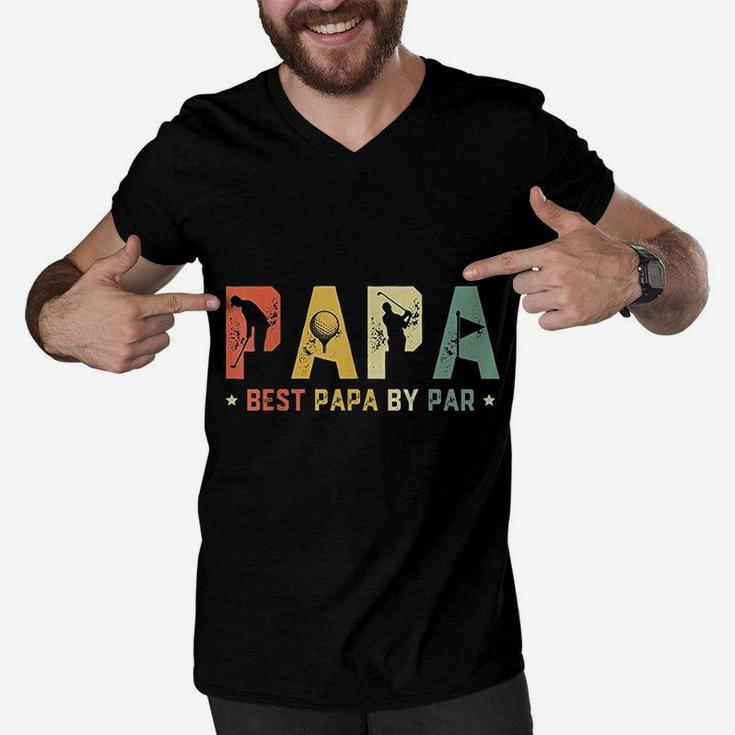 Fathers Day Best Papa By Par Golf Gift Papa Golf Men V-Neck Tshirt