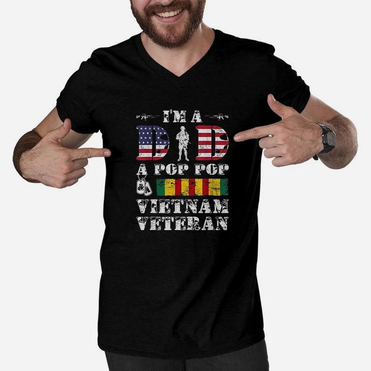 Fathers Day Dad Pop Pop Vietnam Veteran Men V-Neck Tshirt
