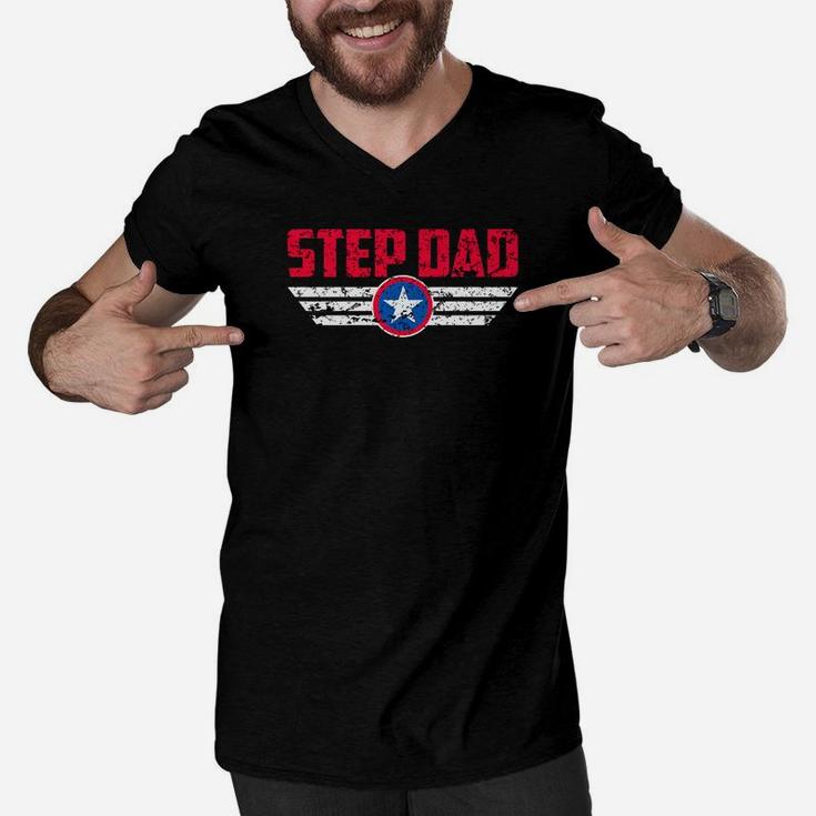 Fathers Day Proud Step Dad Premium Men V-Neck Tshirt