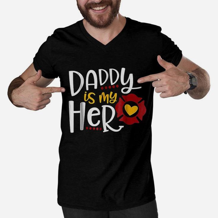 Firefighter Father Day Daddy Is My Hero Men V-Neck Tshirt