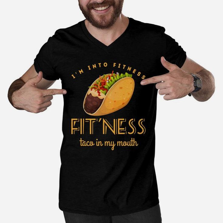 Fitness Taco Funny Gym Men Mexican Food Humor Dad Men V-Neck Tshirt