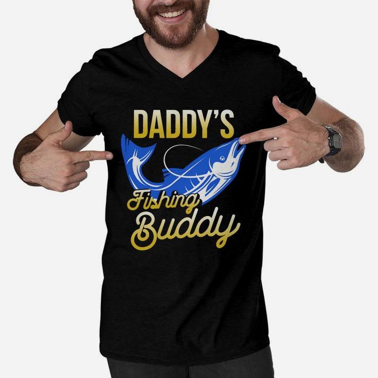 Fitted Daddys Fishing Buddy Shirt Kids Fishing Nature Men V-Neck Tshirt