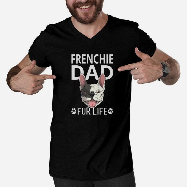 Frenchie Dad Fur Life Dog Fathers Day Gift Pun Men V-Neck Tshirt