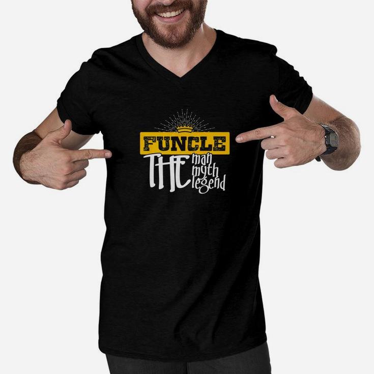 Funcle The Man Myth Legend Gift Men Fathers Day Premium Men V-Neck Tshirt