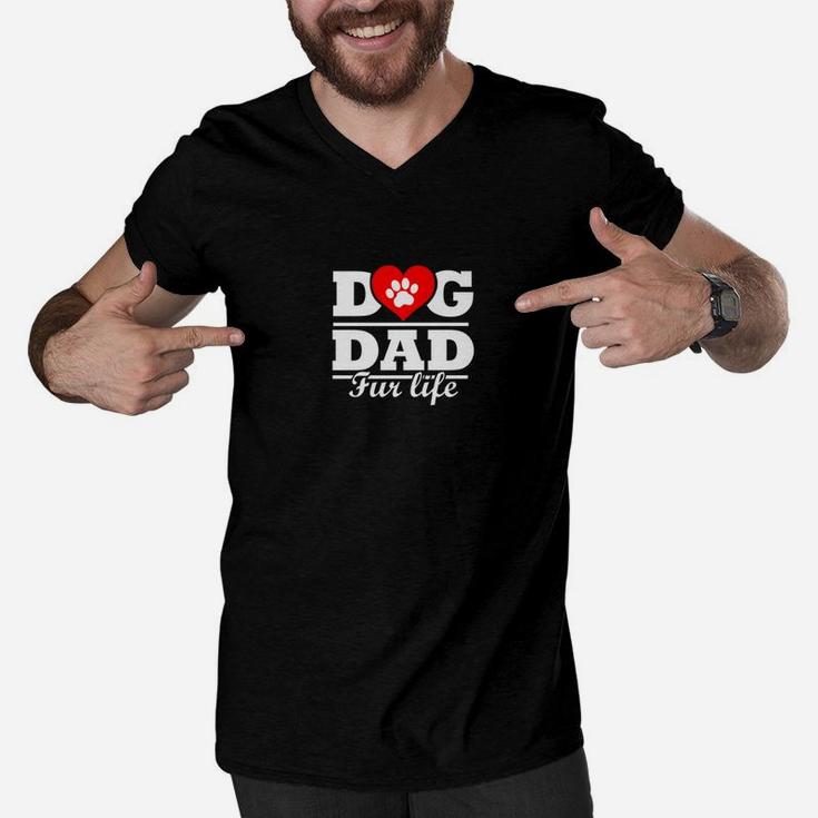 Funny Dog Shirt Dog Dad Fur Life For Fathers Day Men V-Neck Tshirt