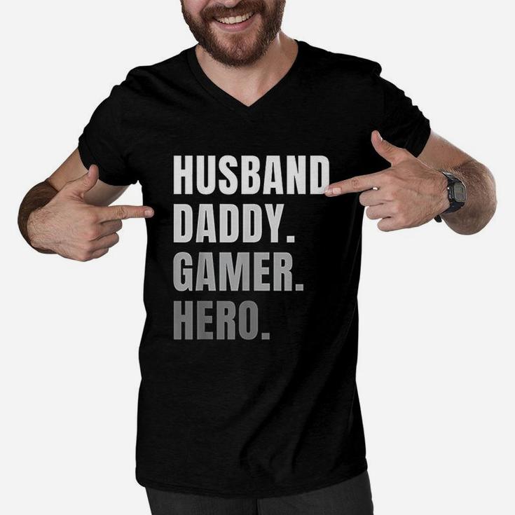 Funny Husband Dad Father Gamer Gaming Gift Men V-Neck Tshirt