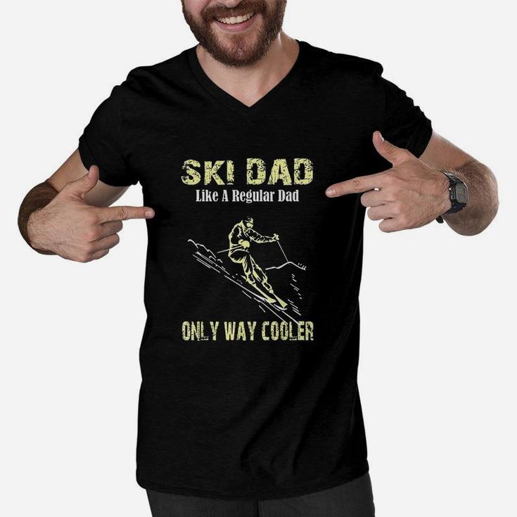 Funny Ski Dad Skier Gift For Fathers Skiing Men V-Neck Tshirt