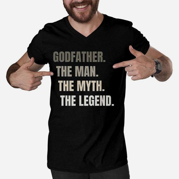 Godfather The Myth The Legend, dad birthday gifts Men V-Neck Tshirt