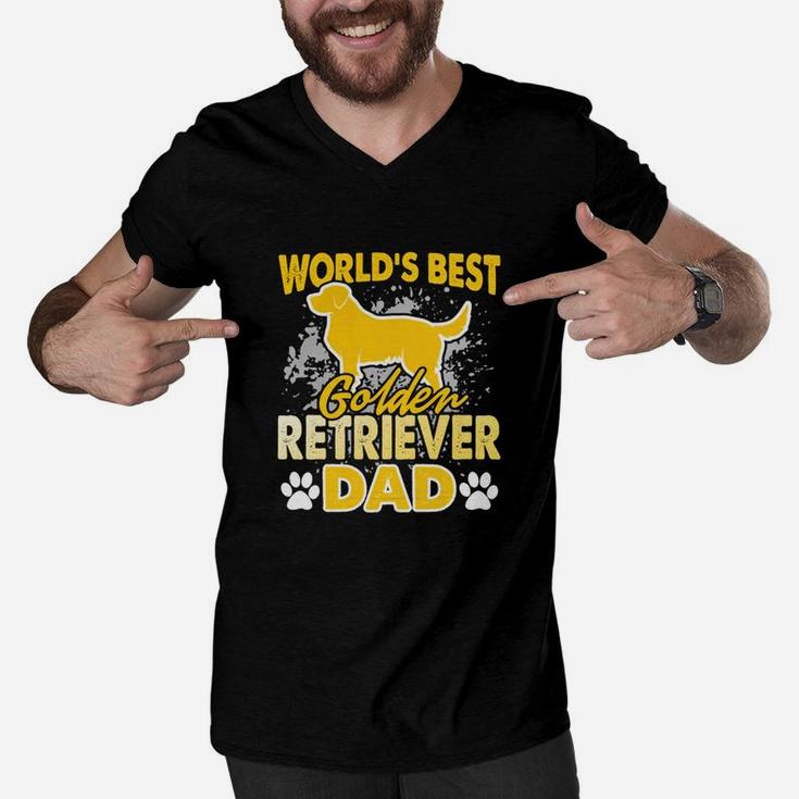 Golden Retriever Dad Fathers Day Gift Men V-Neck Tshirt