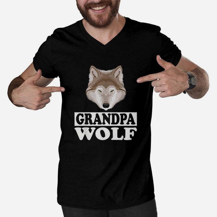 Grandpa Wolf Grandfather Gift, best christmas gifts for dad Men V-Neck Tshirt