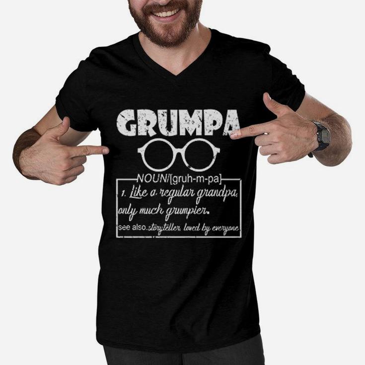 Grumpa Definition Gift Grandpa Fathers Day Men V-Neck Tshirt