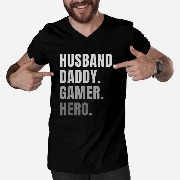 Husband Dad Father Gamer Gaming Men V-Neck Tshirt