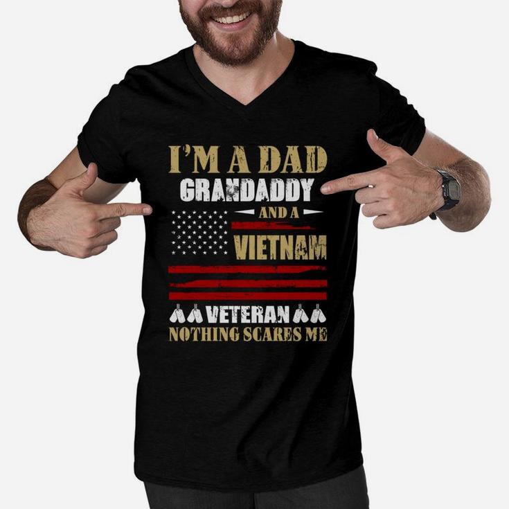 I Am A Dad Grandaddy And A Vietnam Veteran Nothing Scares Me Proud National Vietnam War Veterans Day Men V-Neck Tshirt