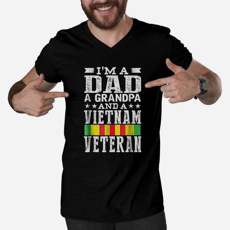 I Am A Dad Grandpa And Vietnam Veteran Father Day Men V-Neck Tshirt