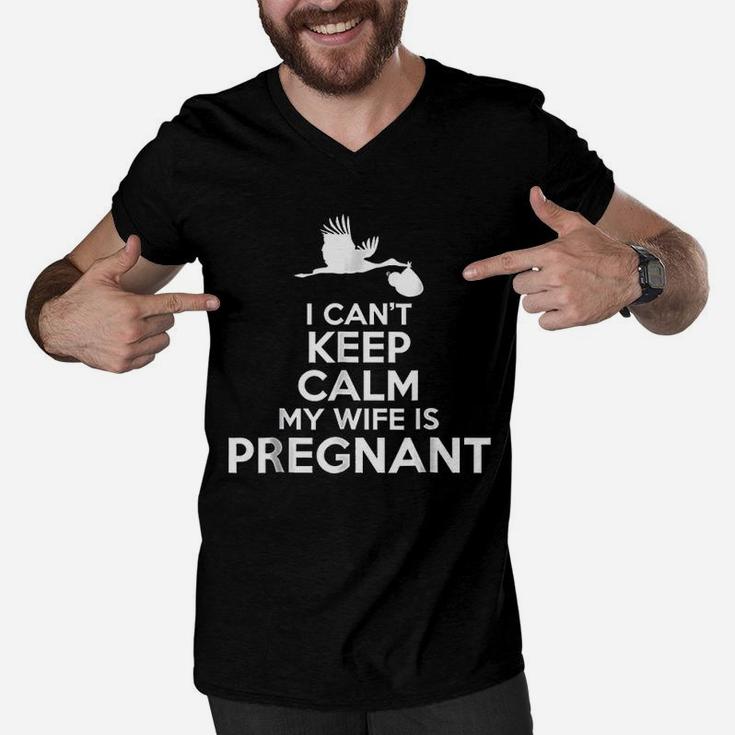 I Cant Keep Calm My Wife Is Expectant Father Men V-Neck Tshirt