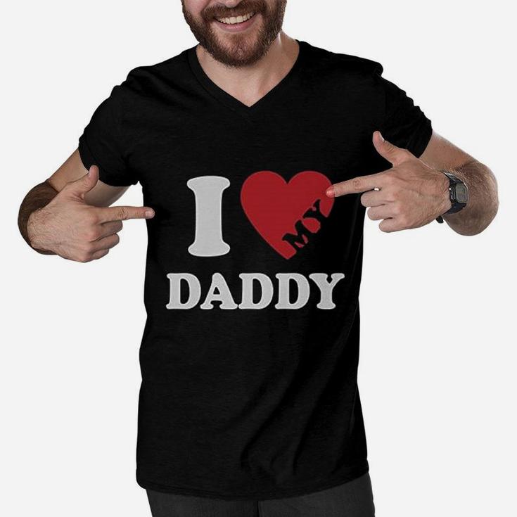 I Heart Love My Daddy Boy Girl Gift For Father Men V-Neck Tshirt