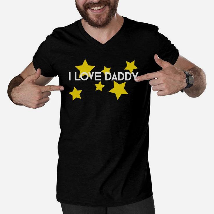 I Love Daddy Men Women Dad Fathers Day Gift Men V-Neck Tshirt