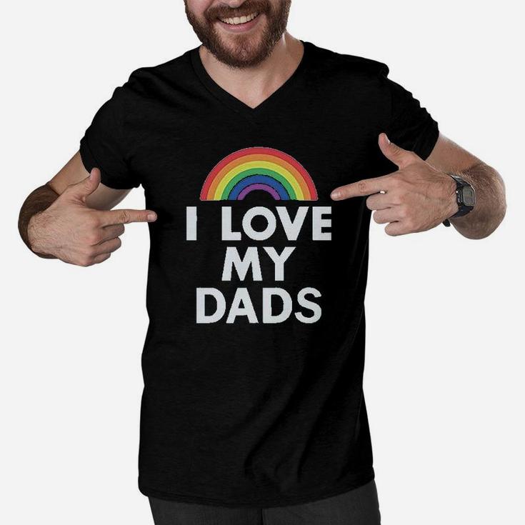 I Love My Dads Outfit Infant Gay Pride Lgbt Fathers Day Baby Men V-Neck Tshirt