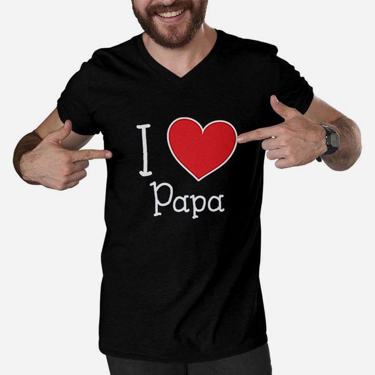 I Love My Papa - Heart Cute, dad birthday gifts Men V-Neck Tshirt